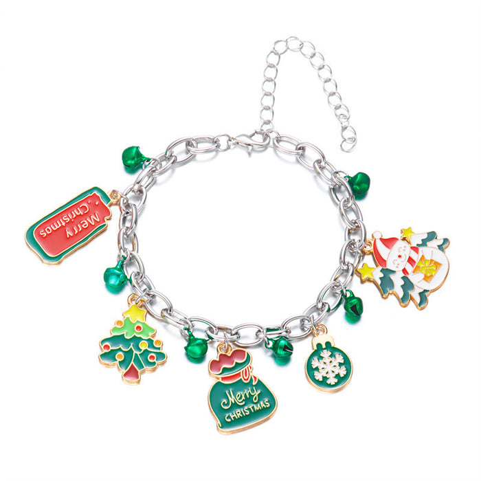 Wholesale Drip Oil Finish Alloy Christmas Bracelet with Santa and Elk Fashion Gift Accessory