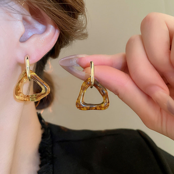 Wholesale  silver needle geometric irregular resin earrings heart earrings