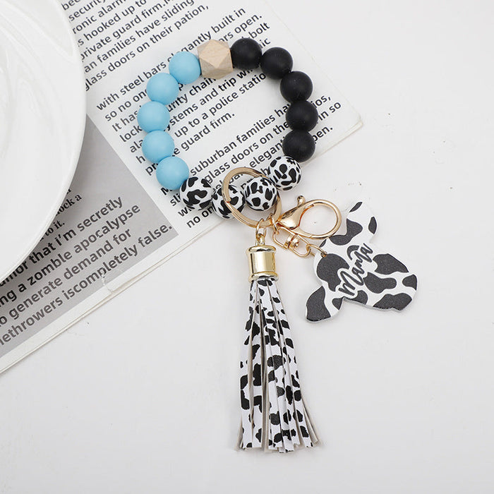 Wholesale Cow Pattern Bull Head Silicone Card Holder Keychain JDC-KC-RuiHao006