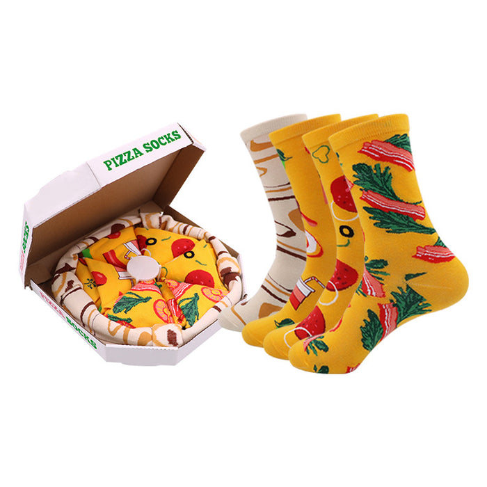 Wholesale Pizza socks, mid tube cotton socks, creative and fashionable socks