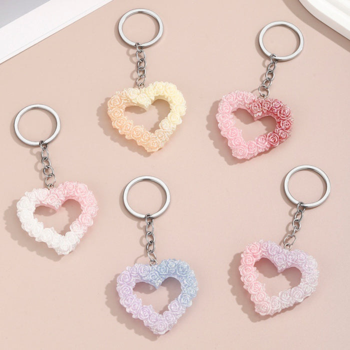 Wholesale Resin glitter rose heart keychain