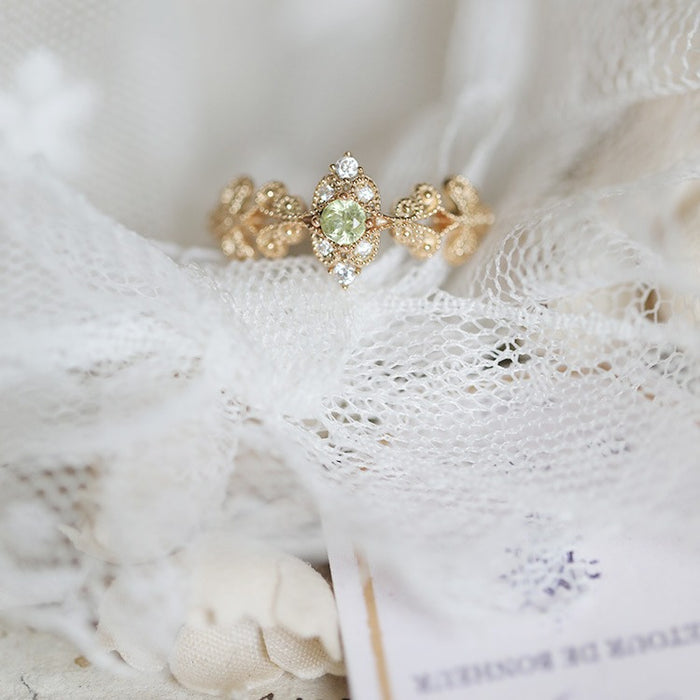 Wholesale Light luxury natural olivine versatile open ring