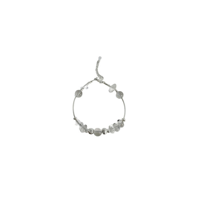 Wholesale Silver white crystal bracelet with brushed silver ball and curved tube, exquisitely crafted bracelet