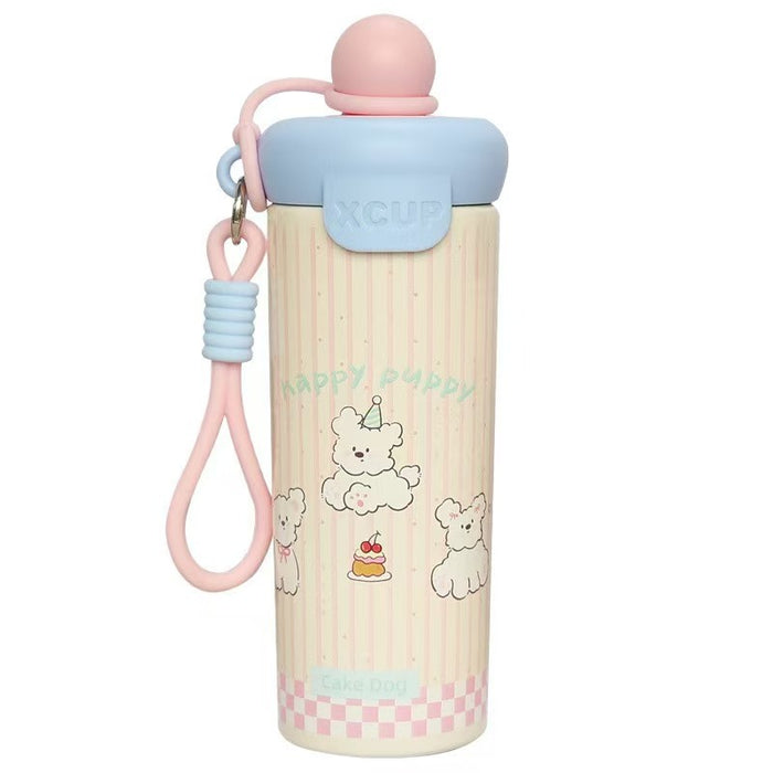 Wholesale Cute animal pattern stainless steel straw thermos for students