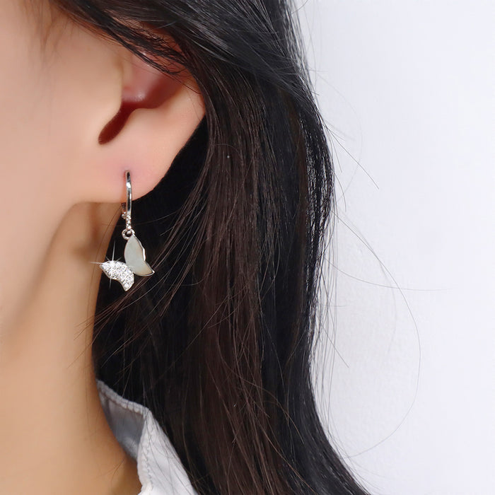 Wholesale Butterfly zircon sparkling diamond earrings with versatile earrings