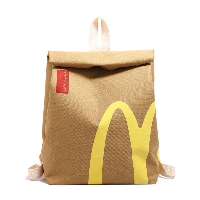 Wholesale New bag, large capacity backpack, casual backpack, hamburger paper bag bag, student bag