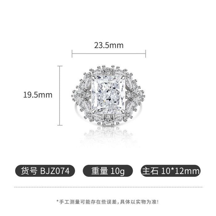 Wholesale Electroplated Platinum Copper Geometric Ice Flower Cut Ring Jewelry Accessory for Boutique Resale