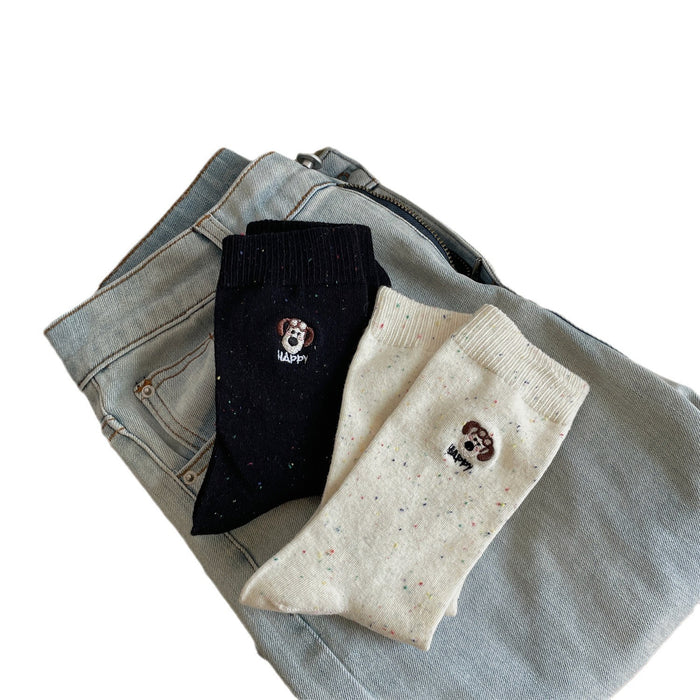 Wholesale Cotton socks, socks, children's socks, cartoon embroidery, college style, long socks, pile socks