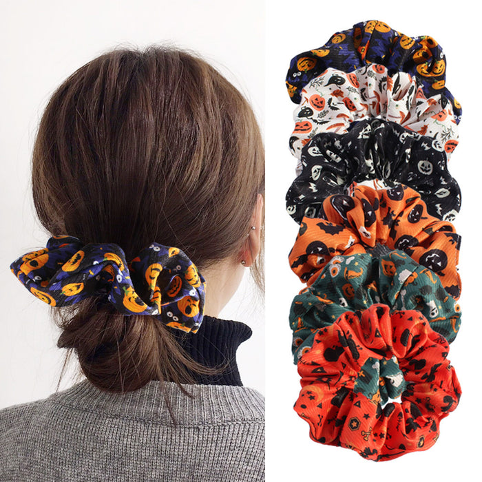 Wholesale Halloween Colorectal Pumpkin Hair Rope Skull Hair Accessories Women