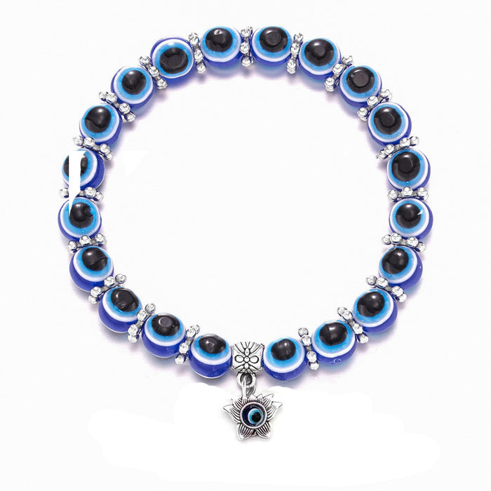 Wholesale Men's Devil's Eye Bracelet Butterfly Elephant Animal Pendant Resin Blue Eye Beads Palm Bracelet