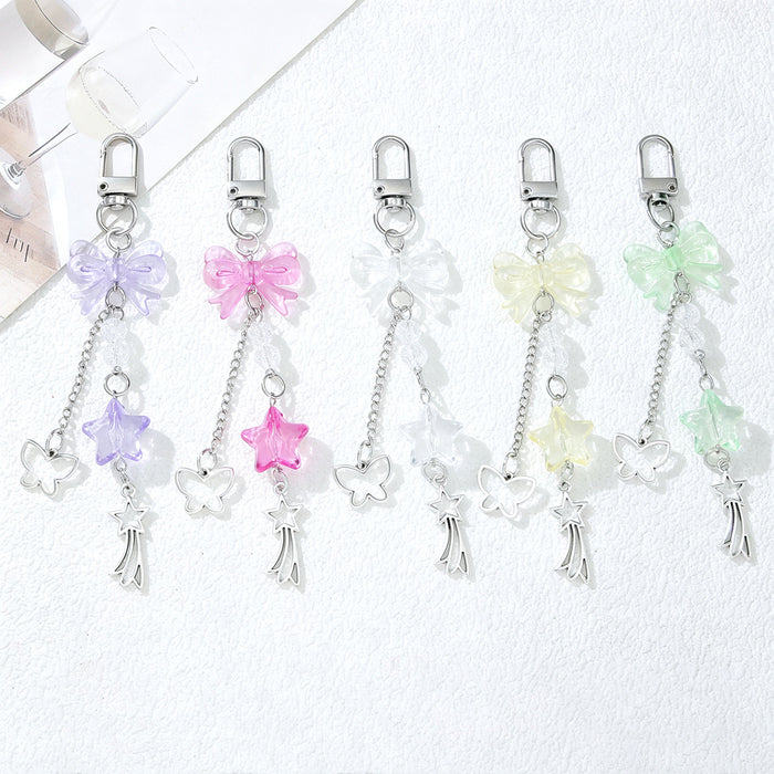 Wholesale Sweet Cool Style Acrylic Bow Star Pendant Keychain Fashion Accessory Gift for Women