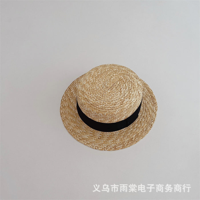 Wholesale children's straw hat western style wheat straw big brim baby beach hat