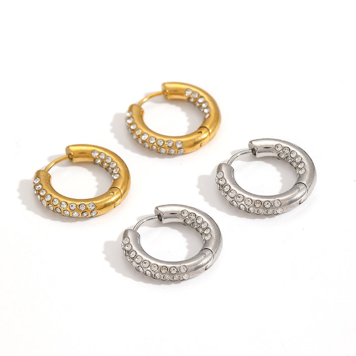 Wholesale Zircon stainless steel earrings with simple and versatile titanium steel diamond studded ear buckles