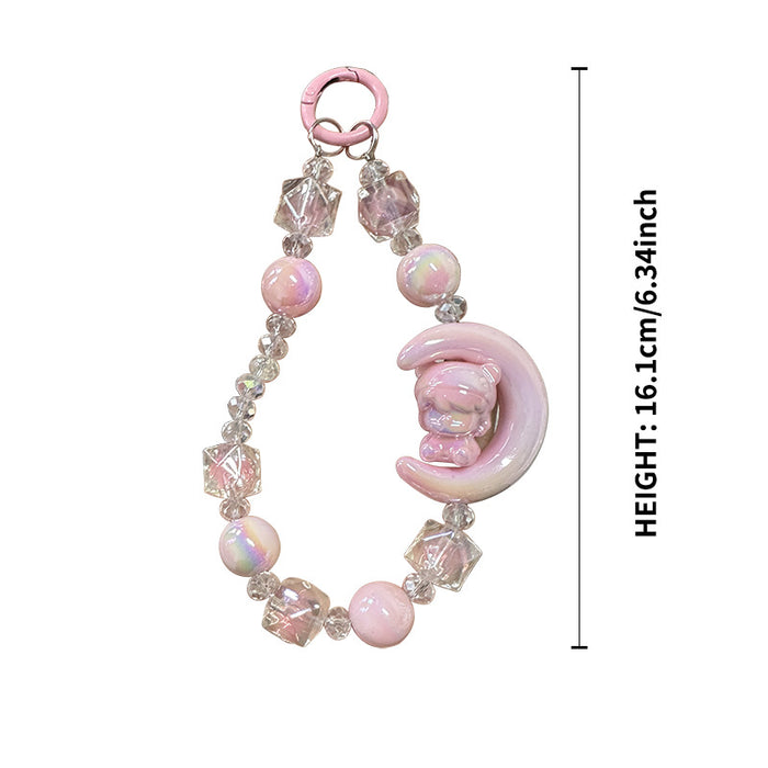 Wholesale Cute and high-end bead phone chain, acrylic hanging decoration, keychain, electroplated hanging rope, keychain