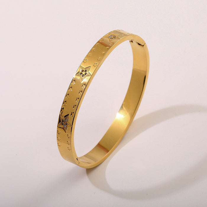 Wholesale Fashionable Classic Zircon Gold Bracelet Vintage Stacked Titanium Steel Bracelet Wholesale