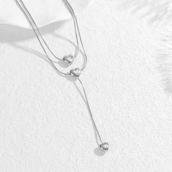 Wholesale 2pcs Luxury layered snake bone chain titanium steel necklace