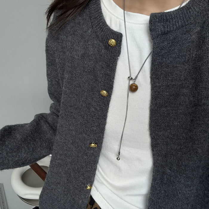 Wholesale Titanium steel design necklace, pearl niche personalized necklace, sweater chain