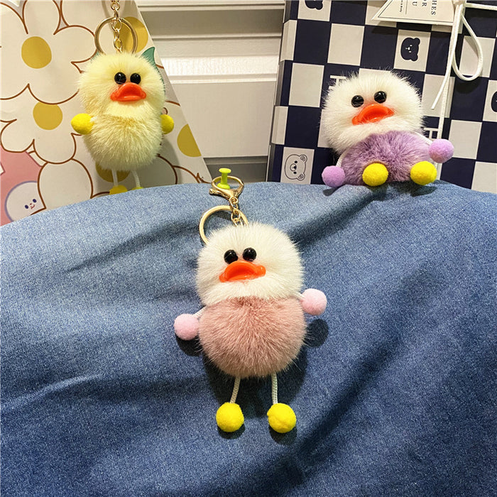 Wholesale Duck keychain cute plush student bag pendant cartoon elf car keychain accessories