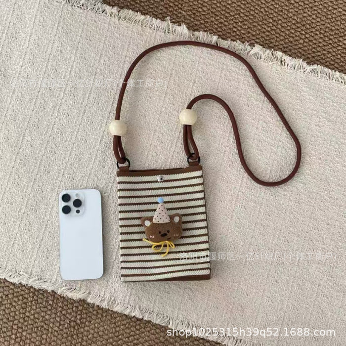 Wholesale Knitted Crossbody Bag with Rope and Beads Cute Phone Purse MOQ≥3