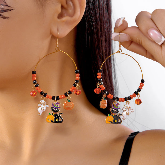 Wholesale Versatill Pumpkin Ghost Crystal Rice Bead Earrings for Women