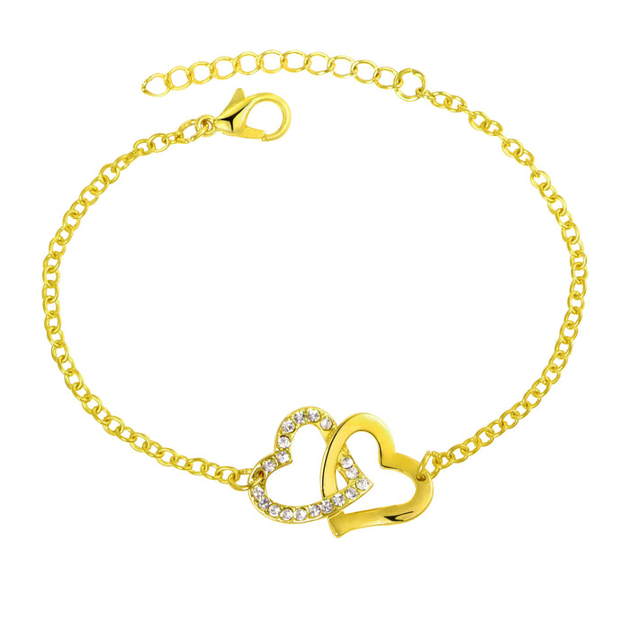 Wholesale Bracelet Jewelry Double Heart Love Bracelet Foreign Trade Diamond