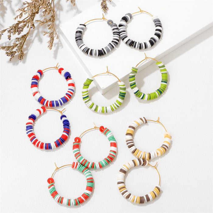 Wholesale Creative contrasting earrings, personalized casual vacation style, soft ceramic ring earrings