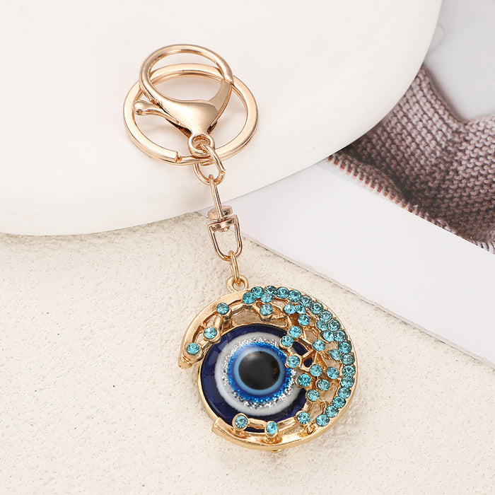 Wholesale Chic Evil Eye Rhinestone Keychain Pendant Zinc Alloy Bag Charm MOQ≥2