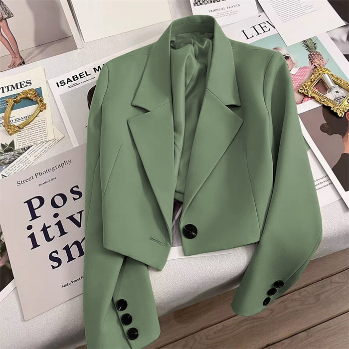 Wholesale Short Suit Jacket for Women Short Stature Spring and Autumn Jade Green Versatile Small Suit for Students JDC-CTS-ZX005