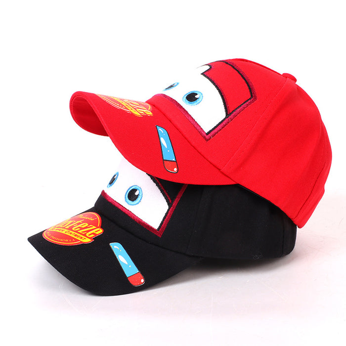 Wholesale Trendy Car Print Boys Baseball Cap Sun Hat Red Cloth Wide Brim Sunscreen Kids Fashion Accessory For Resale