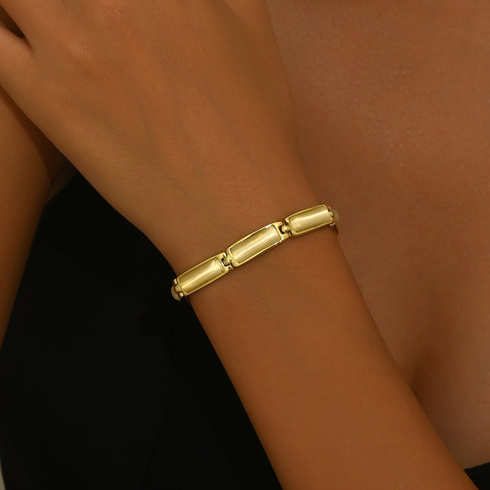 Wholesale Geometric rose gold bracelet with a simple gemstone decoration for hands