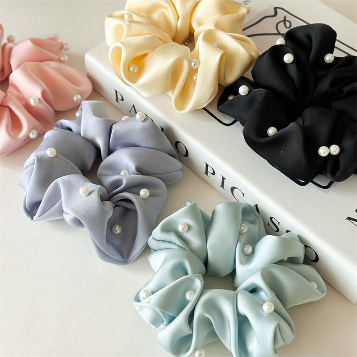 Wholesale hair accessories solid color fabric pearl hair ring headdress