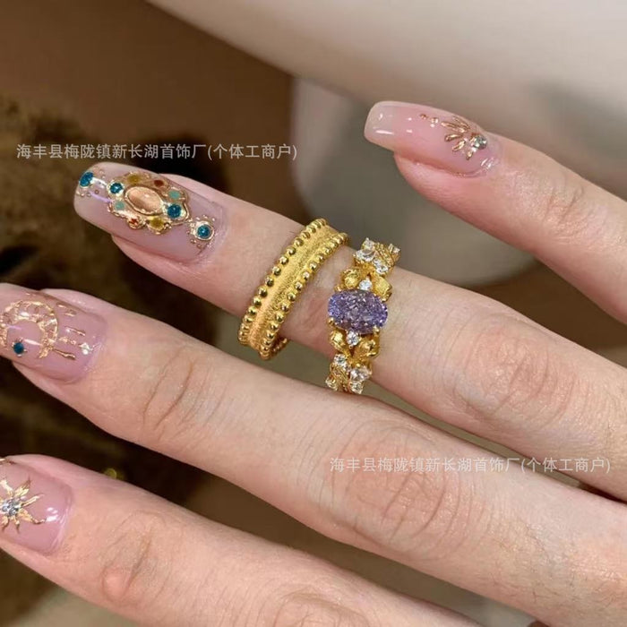 Wholesale vintage middle ancient bauhinia all over the sky star light luxury high sense open ring ring ring