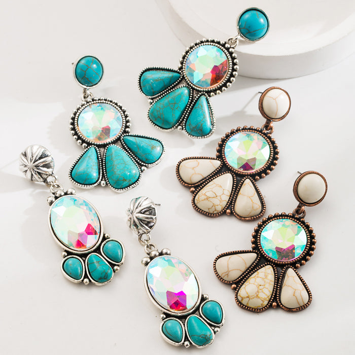 Wholesale Vintage Turquoise Alloy Statement Earrings