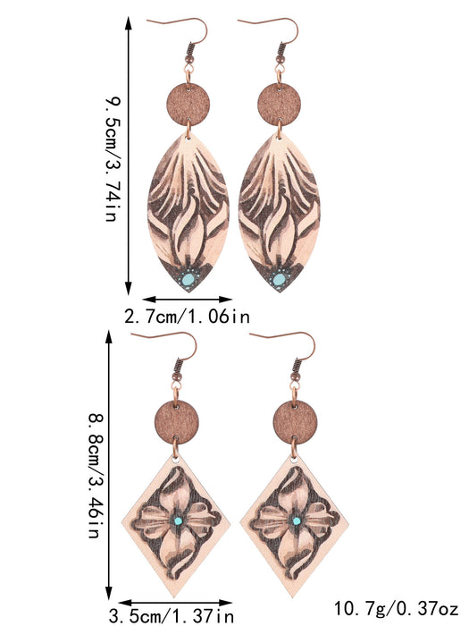 Wholesale Sunflower Cactus Horsehead Wooden Eardrops Earrings