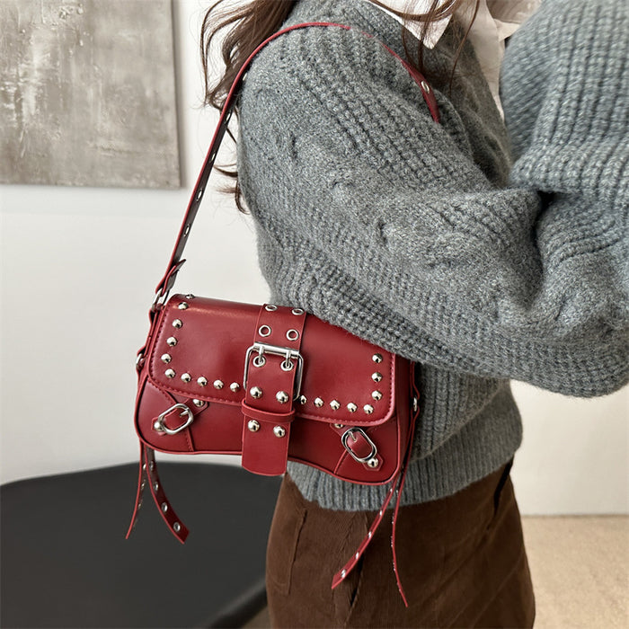 Wholesale Texture rivet personalized design single shoulder crossbody
