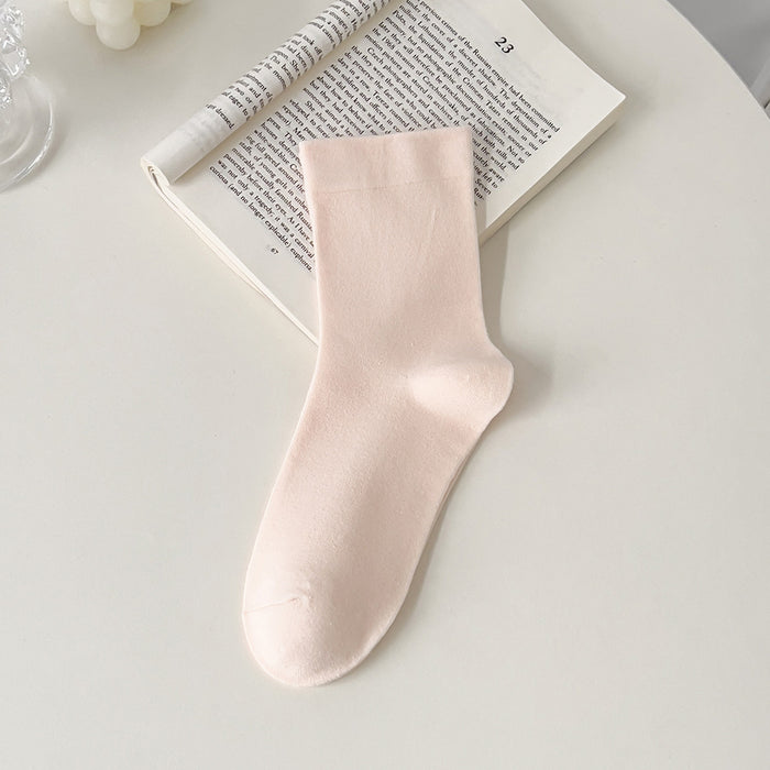 Wholesale Pure cotton boneless socks, children's mid tube socks, loose mouth solid color stacking socks