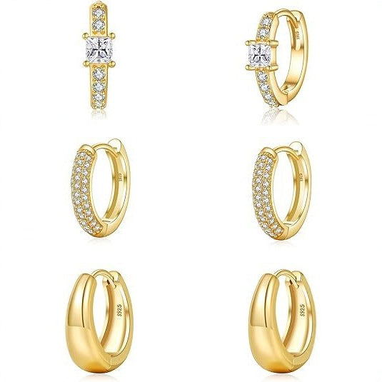 Wholesale Popular genuine gold electroplated ear buckle women's 6-piece set earrings fashionable light luxury earrings