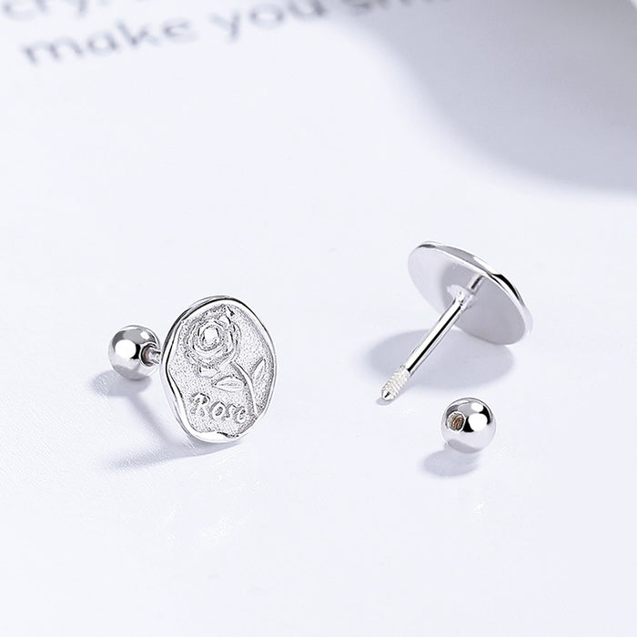 Wholesale Pure silver rose earrings, sweet ear bone studs, fashionable and elegant ear accessories