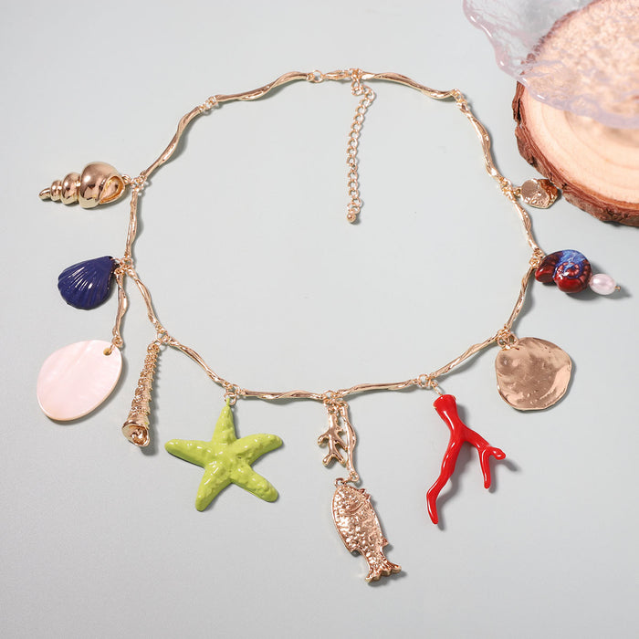 Wholesale Alloy Exaggerated Oil Dropping Marine Various Animal  Bohemian Necklace