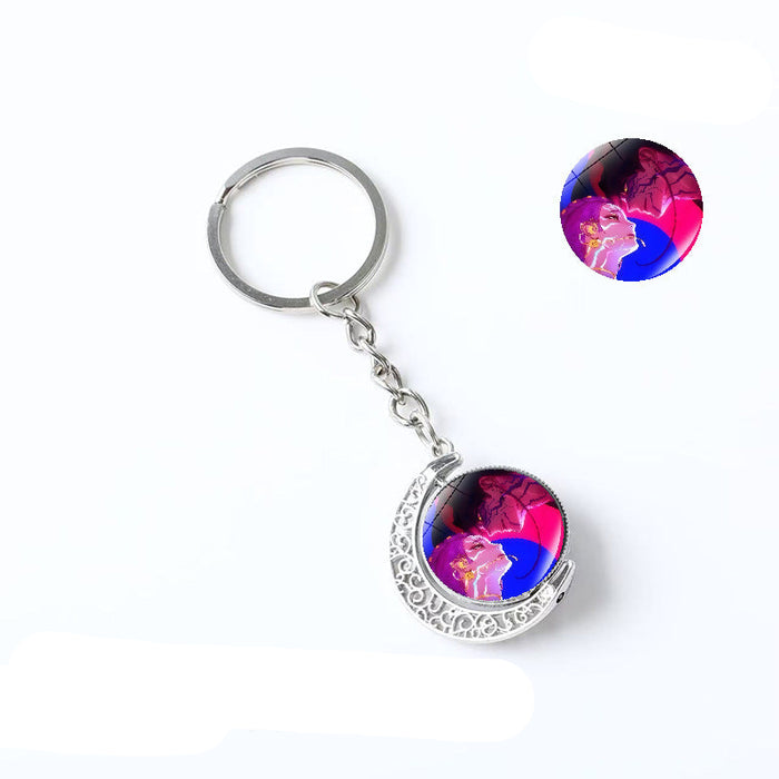 Wholesale Kpop Double-sided rotating pendant keychain