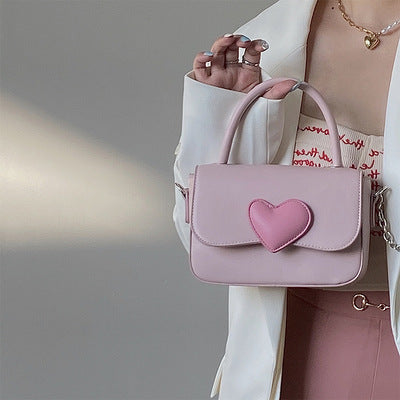 Wholesale Shoulder Bags PU Leather Pink Love Contrast Color Crossbody Portable JDC-SD-Musha004