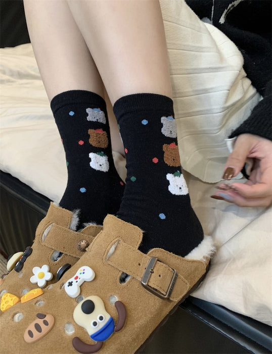 Wholesale Colorful polka dot tube socks for girls, pure cotton pile socks