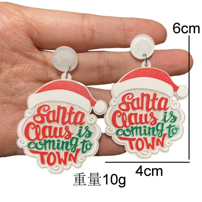 Wholesale Christmas Cartoon Acrylic Earrings Fashion Jewelry Accessory for Gift MOQ≥2