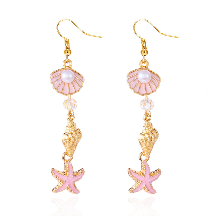 Wholesale  texture conch shell starfish earrings niche  design earrings