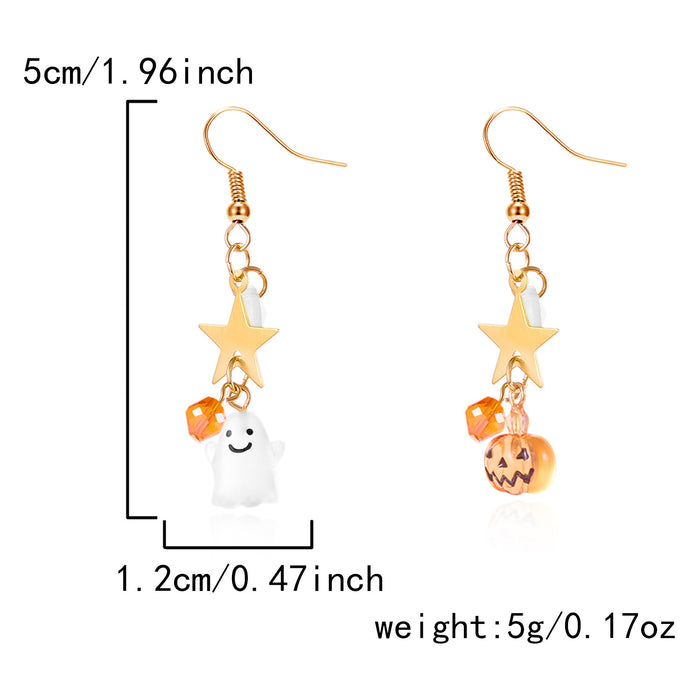 Wholesale  earrings for women creative personality five-pointed star asymmetric pumpkin ghost  party earrings