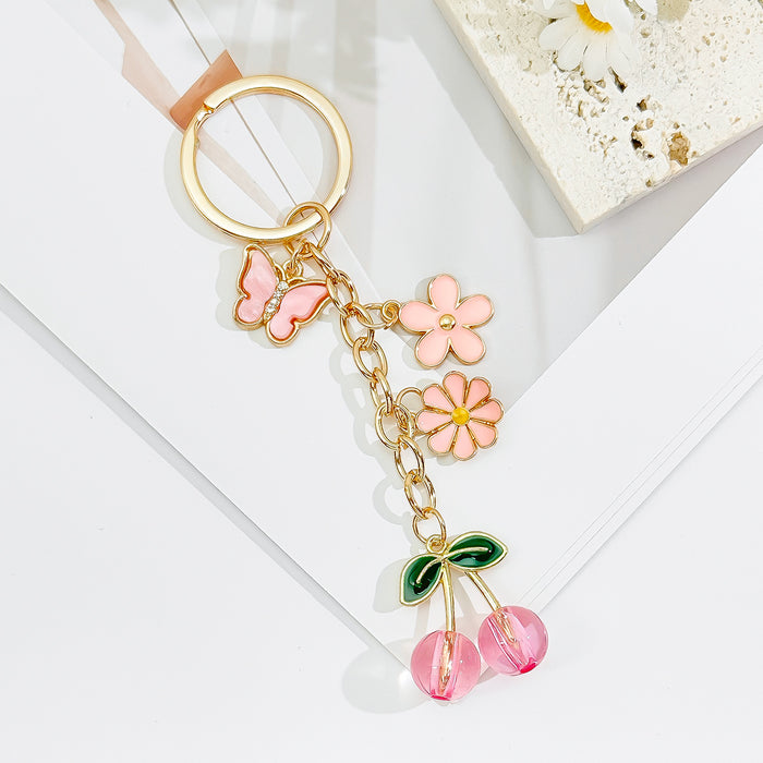 Wholesale Cute Peach Heart Cherry Valentine's Day Keychain