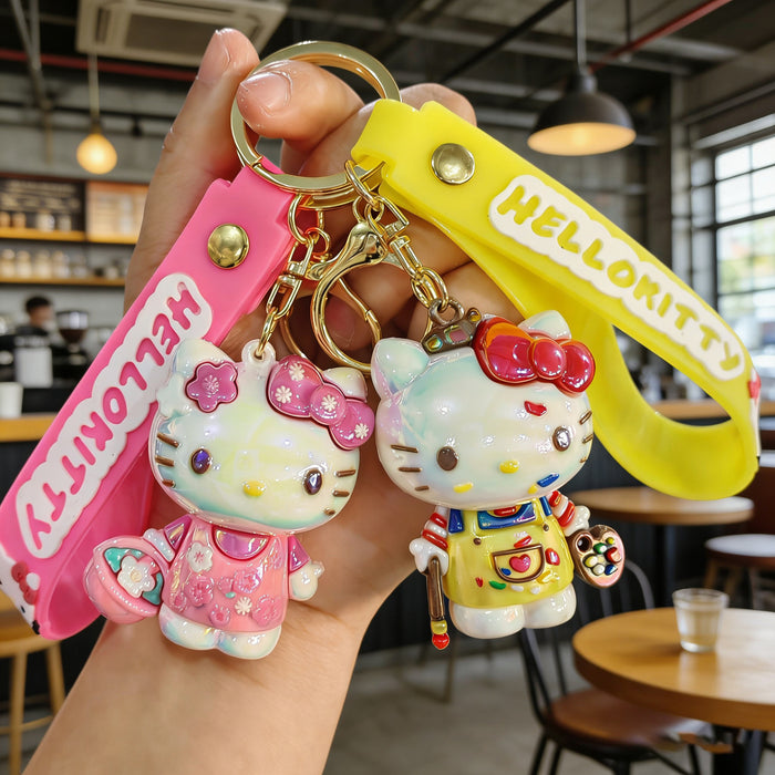 Wholesale Electroplated cartoon cat silicone keychains