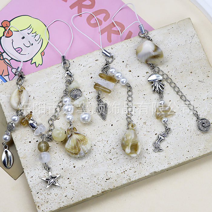 Wholesale Marine creature pendant shell conch pearl phone chain bag chain bead chain