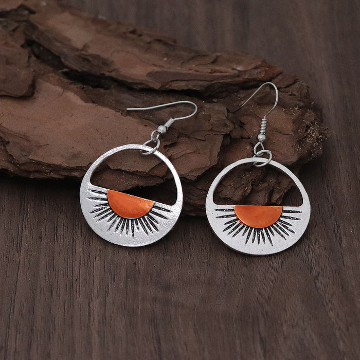 Wholesale Vintage bronze circle leather earrings