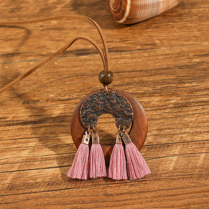 Wholesale Ethnic Literary Retro Tassel Flower Shell Necklace Fashion Accessory Gift MOQ≥2